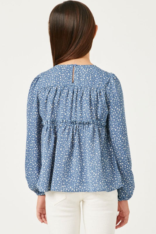 Ruffled seam with tassel long sleeve top